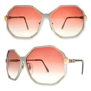 1980’s ULTRA Harem Silver Metal Angular Sunglasses, Oversized, Made in Germany
